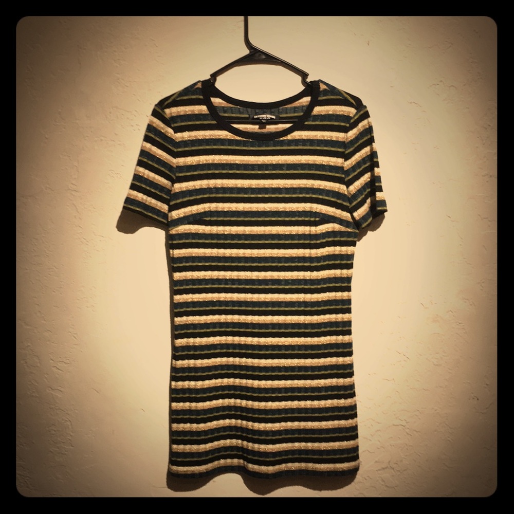 Glitter Striped Sweater Dress